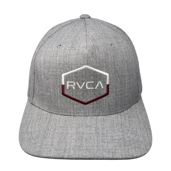 RVCA Snapback 5 Panel Cap Gray OS Adjustable Embroidered Mid Fit Vented Holes - Picture 1 of 9